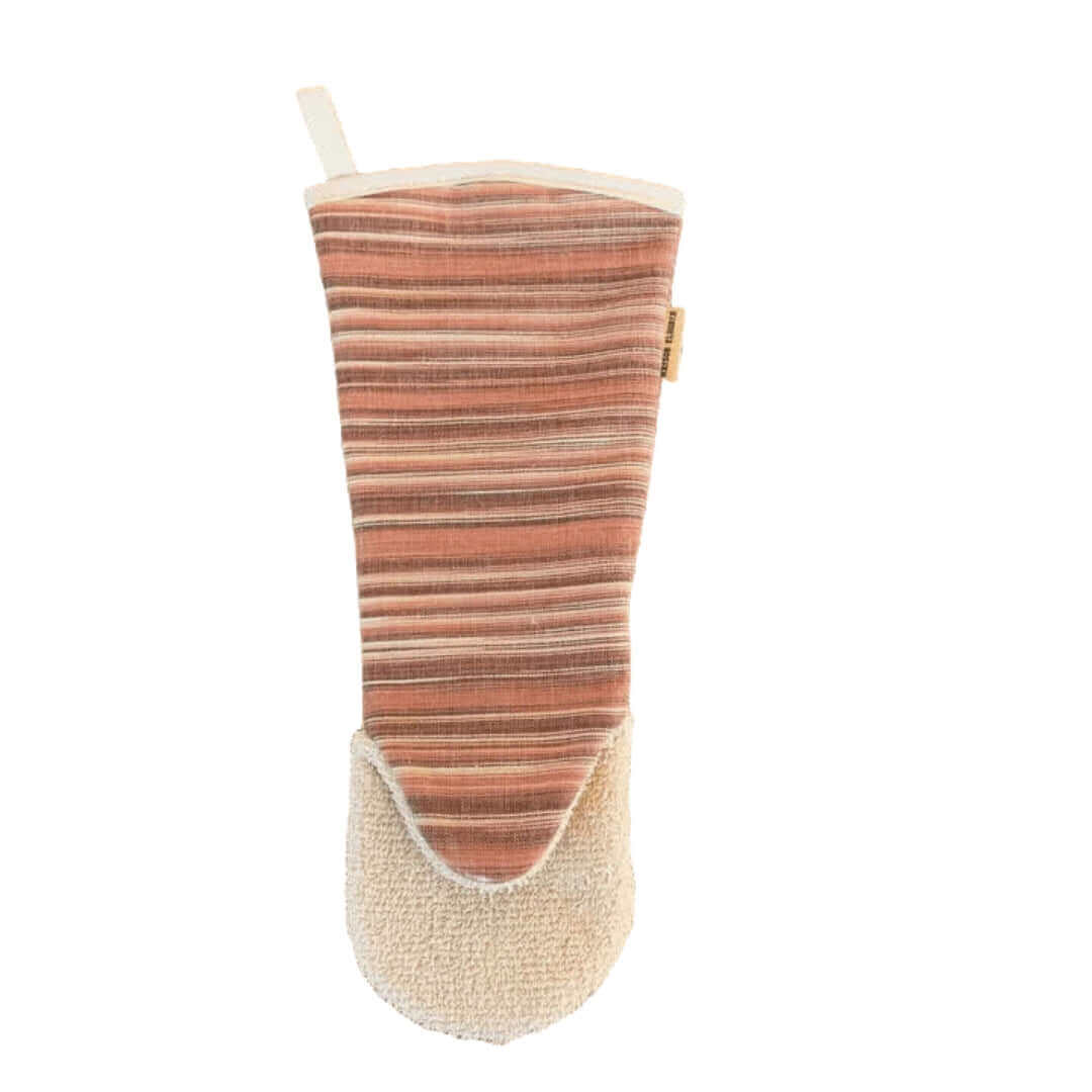 Oven glove gauntlet red striped cut image