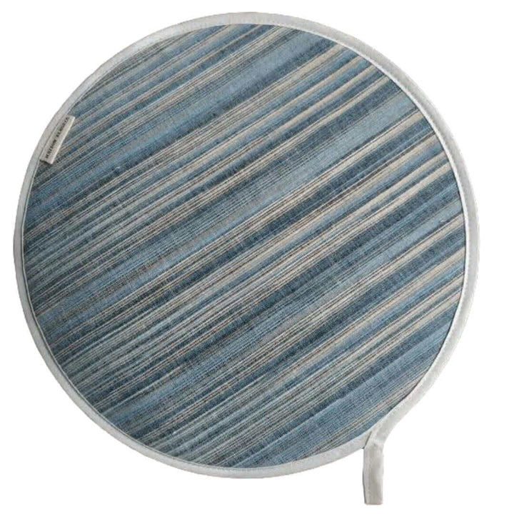 Blue striped Aga hob lid cover close up cut image