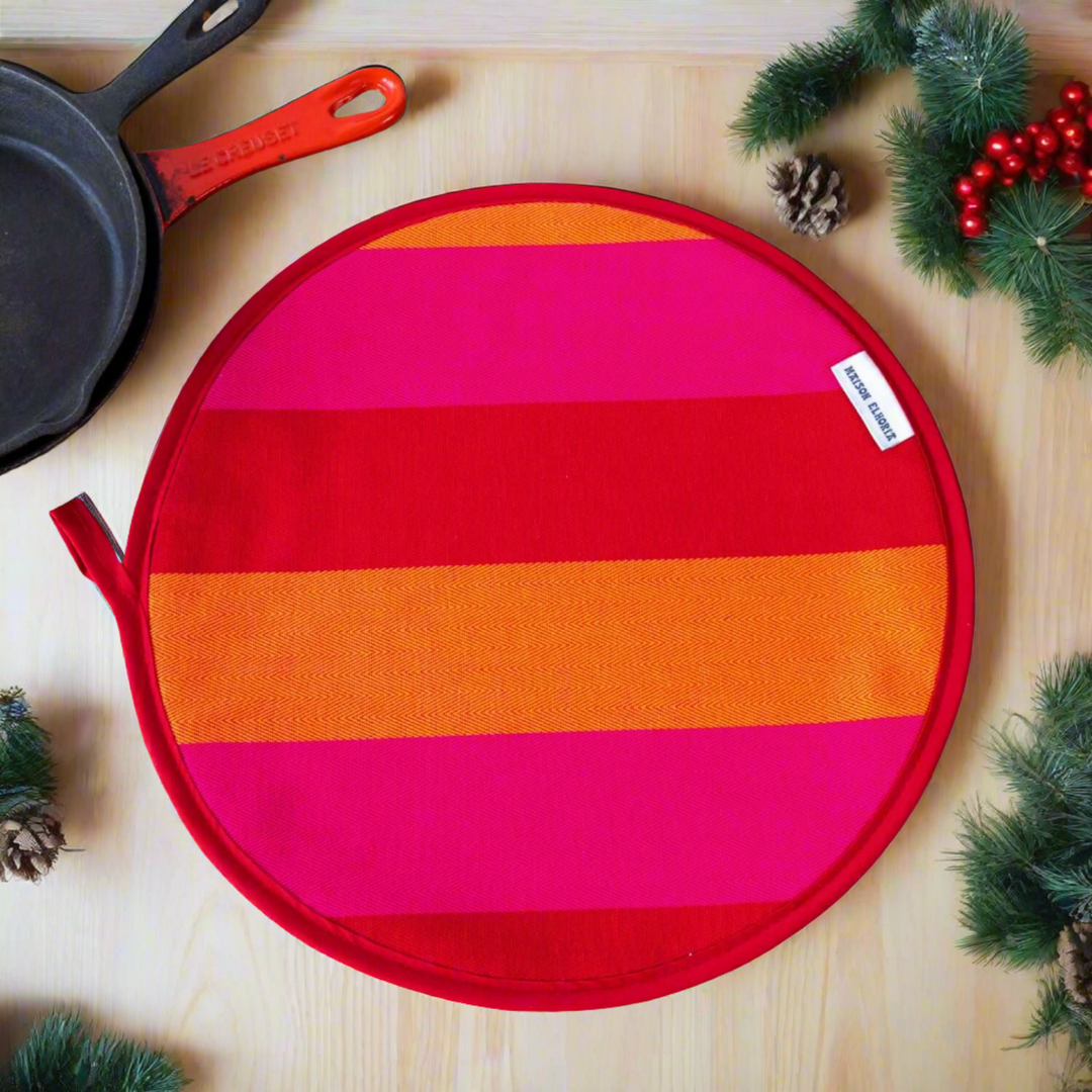 A Red orange pink Aga Hob Cover | Heat Saving & Beautiful