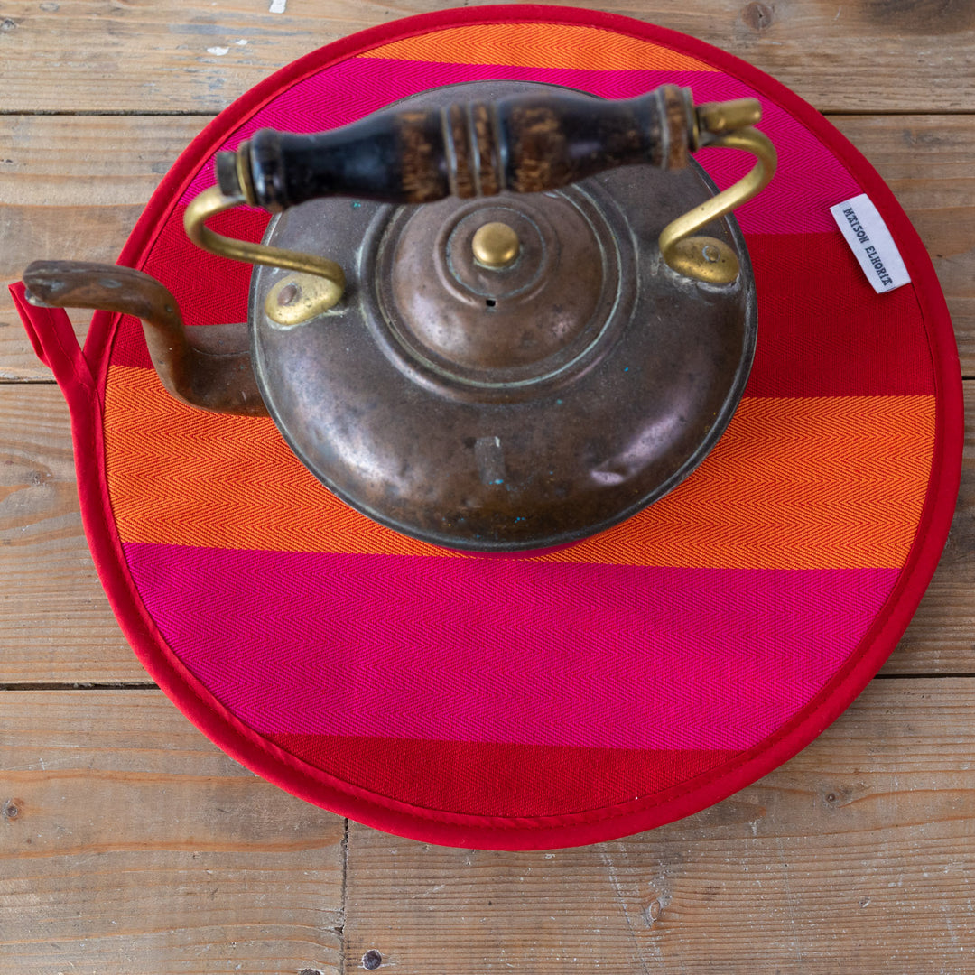 A Red orange pink Aga Hob Cover | Heat Saving & Beautiful