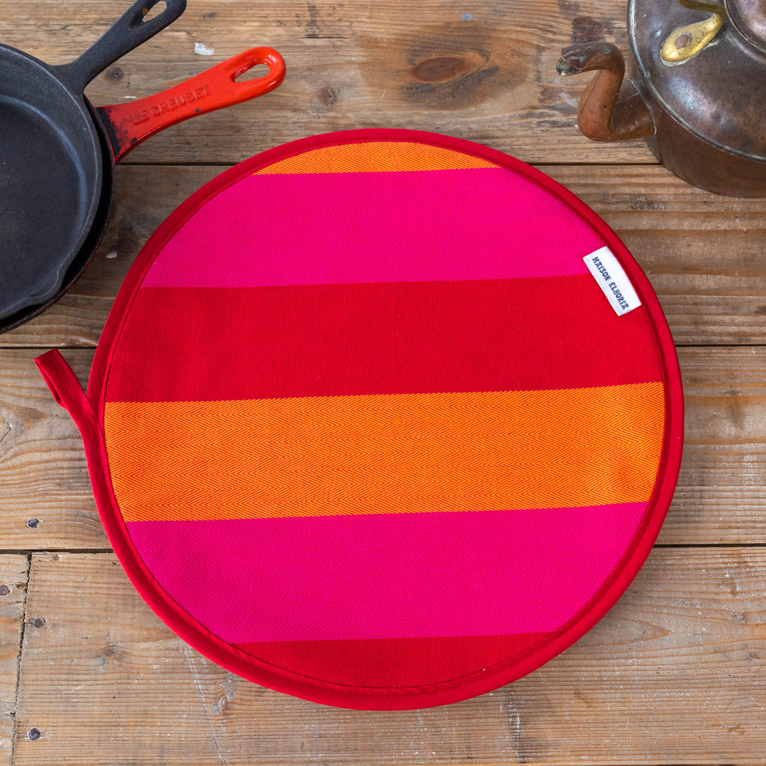 A Red orange pink Aga Hob Cover | Heat Saving & Beautiful