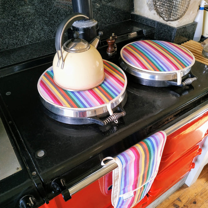 A pair of Rainbow Aga Hob Covers | Heat Saving & Beautiful