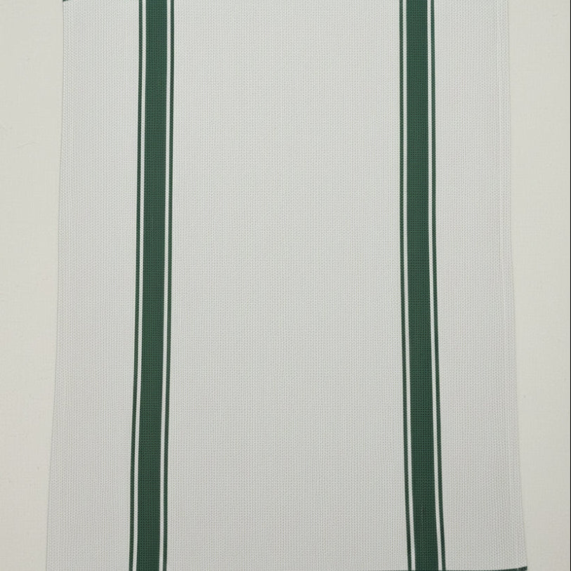 woven table runner linen with bottle green stripes