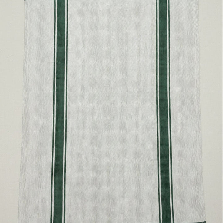 woven table runner linen with bottle green stripes