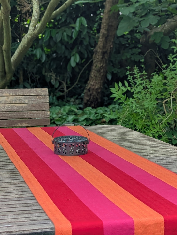 Striped Table Runner — Red Orange Pink