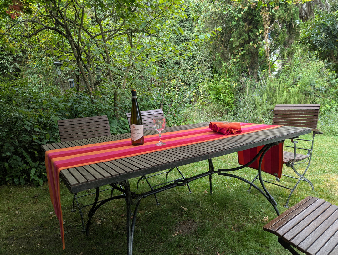 Striped Table Runner — Red Orange Pink