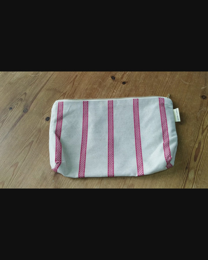 Toiletry bag Linen Union with Red Stripes Large