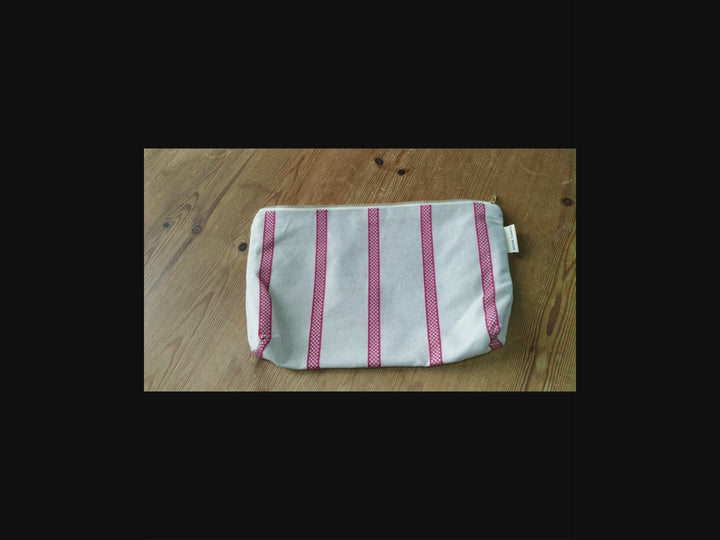 Toiletry bag Linen Union with Red Stripes Large
