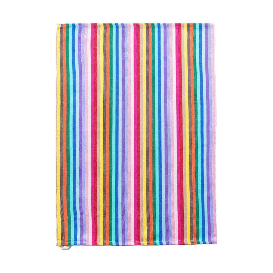 Tea Towel Rainbow flat and open  with a white background Maison Elhoria